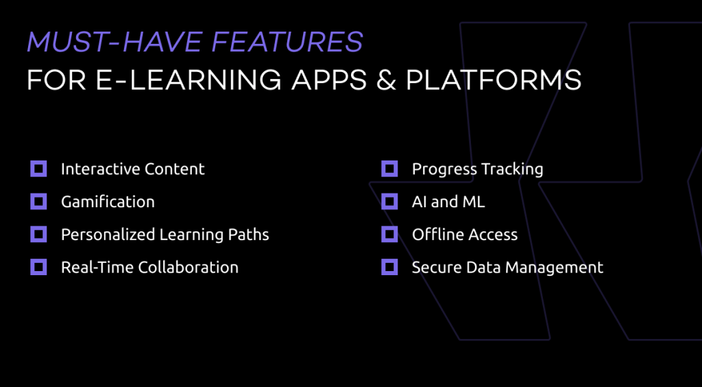 features we use when develop educational apps