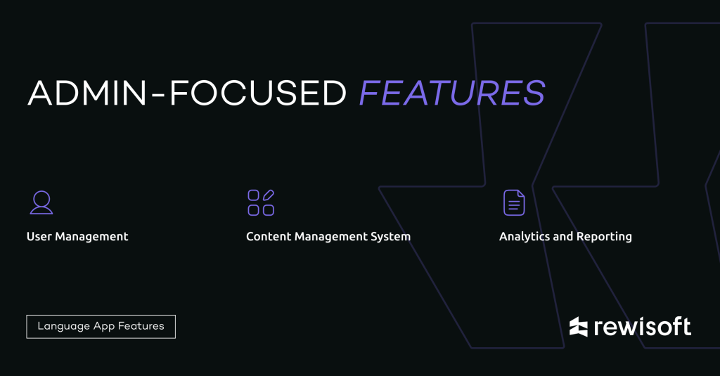 language learning app: features for admins
